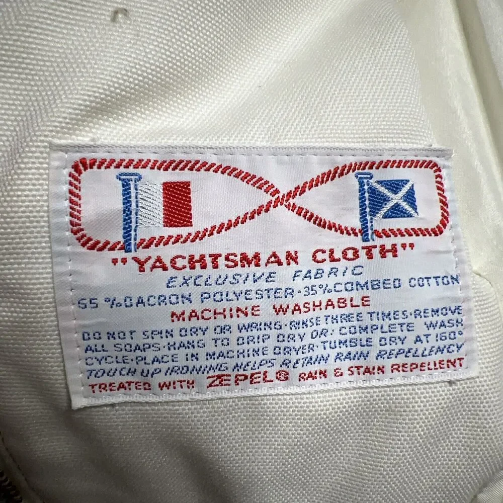Harbor Master John Weitz Yachtsman Cloth Jacket Large Vintage Beige Zip Up READ